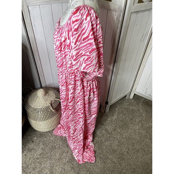 ASOS Design Curve Maxi Dress Size US 16 UK 20 Womens Pink Zebra Open Back - Picture 2 of 6